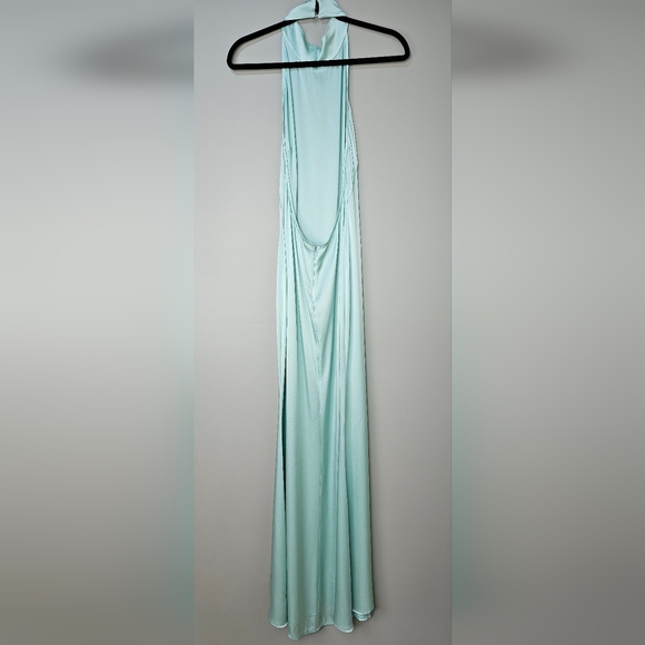 LAPOINTE Womens Satin Halter Maxi Gown, Seafoam Green Blue, Size 8, Retail $1490 - Picture 9 of 15